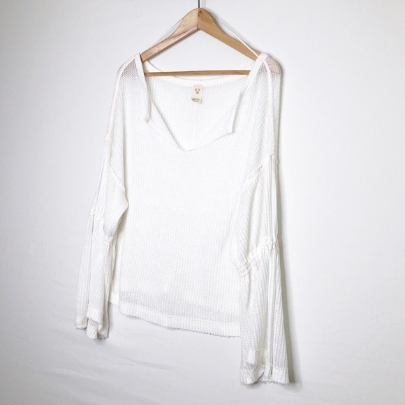 Free People we the free cream, waffle knit, oversize tunic top - Picture 7 of 9